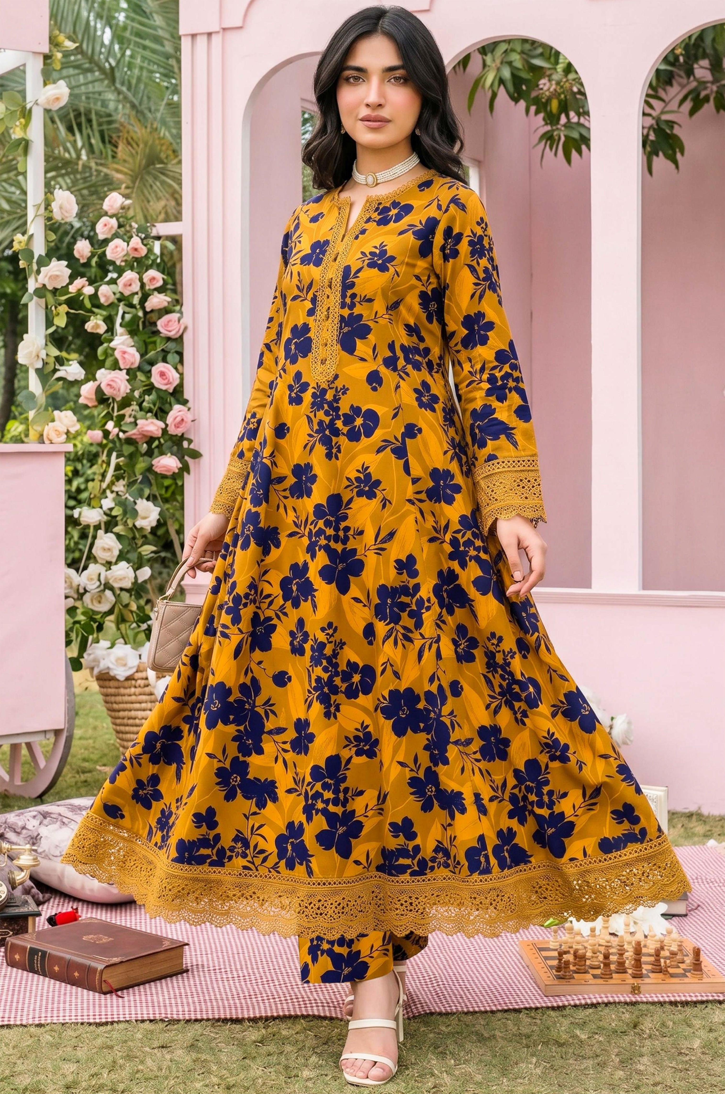 Fashionik Digital Printed Superior Lawn 2PC Unstitched Suit D-10