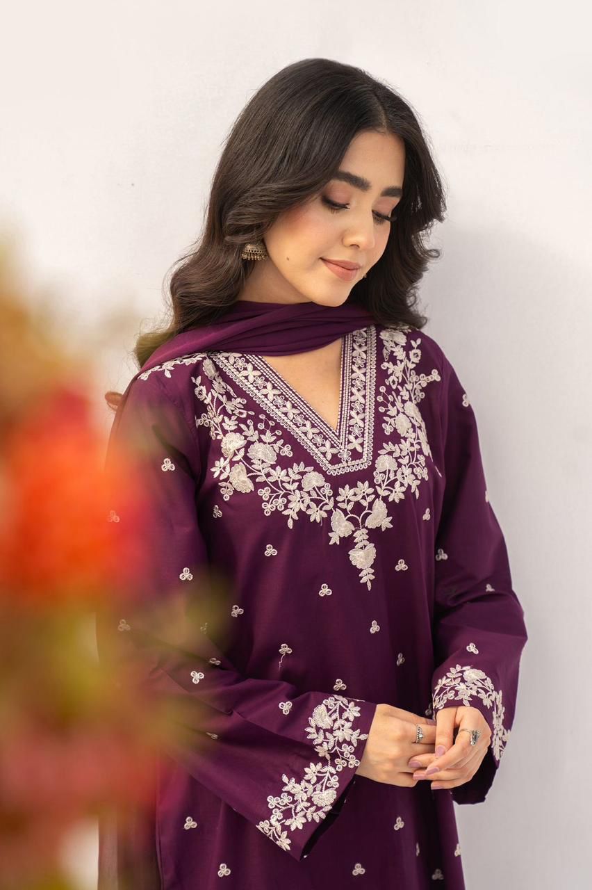 Most Hit 2PC Embroidered Lawn D-01