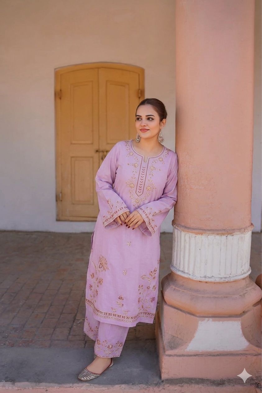 Most Hit 2PC Embroidered Lawn D-02